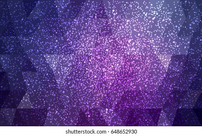 Dark Purple, Pink vector christmas postcard low polygon background. Illustration consisting of triangles. Abstract triangular polygonal origami or crystal design of New Year celebration.