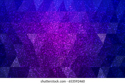 Dark Purple, Pink vector christmas postcard low polygon background. Illustration consisting of triangles. Abstract triangular polygonal origami or crystal design of New Year celebration.