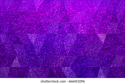 Dark Purple, Pink vector christmas polygon background. Low poly Illustration consisting of triangles with snowflakes. Texture background of New Year celebration.