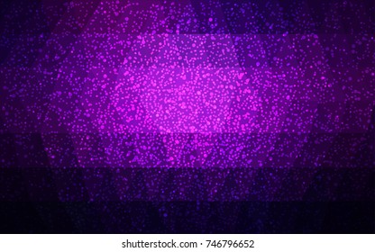 Dark Purple, Pink vector christmas polygon background. Low poly Illustration consisting of triangles with snowflakes. Texture background of New Year celebration.