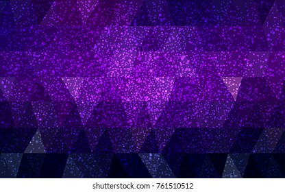 Dark Purple, Pink vector christmas postcard low polygon background. Illustration consisting of triangles. Abstract triangular polygonal origami or crystal design of New Year celebration.