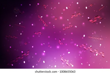 Dark Purple, Pink vector cover with happy holiday ribbons. Blurred decorative design in anniversary style with confetti. Beautiful design for your business advert of anniversary.