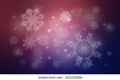 Dark Purple, Pink vector cover with beautiful snowflakes.