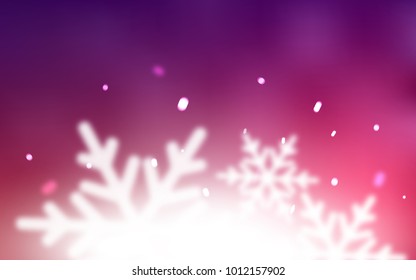 Dark Purple, Pink vector cover with beautiful snowflakes. Shining colored illustration with snow in christmas style. The pattern can be used for new year leaflets.