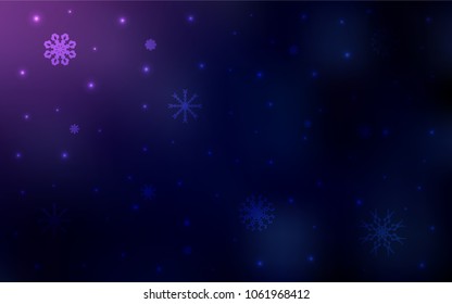 Dark Purple, Pink vector cover with beautiful snowflakes. Modern geometrical abstract illustration with crystals of ice. The template can be used as a new year background.