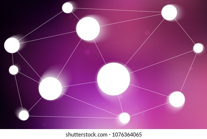 Dark Purple, Pink vector cover with spots, lines. Design with connection of dots and lines on colorful background. Completely new template for your brand book.