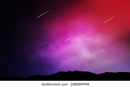 Dark Purple, Pink vector cover with astronomical stars. Shining colored illustration with bright astronomical stars. Pattern for futuristic ad, booklets.