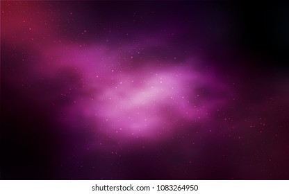 Dark Purple, Pink vector cover with astronomical stars. Space stars on blurred abstract background with gradient. Template for cosmic backgrounds.