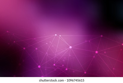 Dark Purple, Pink vector cover with spots, lines. Glitter abstract illustration with connection of triangle structure. New design for ad, poster, banner of your website.