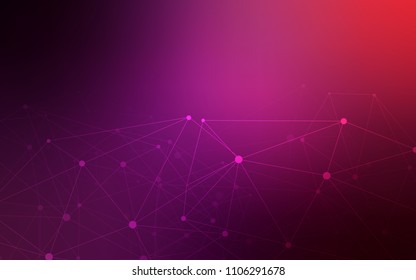 Dark Purple, Pink vector cover with spots, lines. Design with connection of dots and lines on colorful background. Pattern can be used as texture of wallpapers.