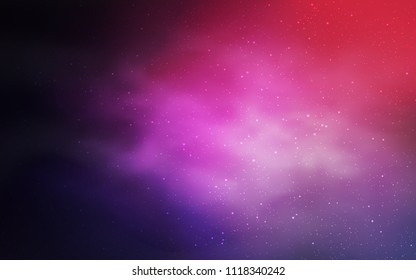 Dark Purple, Pink vector cover with astronomical stars. Shining illustration with sky stars on abstract template. Pattern for astronomy websites.