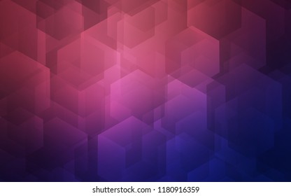 Dark Purple, Pink vector cover with set of hexagons. Illustration with set of colorful hexagons. New template for your brand book.
