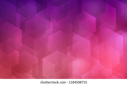 Dark Purple, Pink vector cover with set of hexagons. Illustration of colored hexagons on white surface. New design for website's poster, banner.