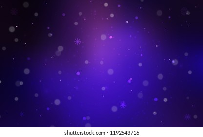 Dark Purple, Pink vector cover with beautiful snowflakes. Shining colored illustration with snow in christmas style. The pattern can be used for year new  websites.