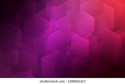 Dark Purple, Pink vector cover with set of hexagons. Illustration of colored hexagons on white surface. Pattern can for your ad, booklets.