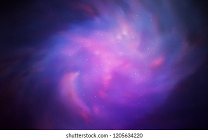 Dark Purple, Pink vector cover with astronomical stars. Shining colored illustration with bright astronomical stars. Template for cosmic backgrounds.