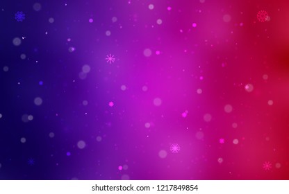 Dark Purple, Pink vector cover with beautiful snowflakes. Shining colored illustration with snow in christmas style. The pattern can be used for new year ad, booklets.