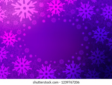 Dark Purple, Pink vector cover with beautiful snowflakes. Glitter abstract illustration with crystals of ice. The pattern can be used for new year ad, booklets.