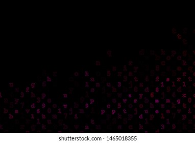 Dark Purple, Pink vector cover with english symbols. Blurred design in simple style with signs of alphabet. The pattern can be used as ads, poster, banner for books.