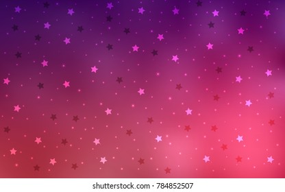 Dark Purple, Pink vector cover with small and big stars. Decorative shining illustration with stars on abstract template. The pattern can be used for wrapping gifts.