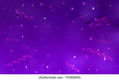 Dark Purple, Pink vector cover with happy holiday ribbons. Confetti on blurred abstract background with colorful gradient. The template can be used as a background for postcards.