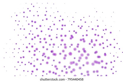 Dark Purple, Pink vector cover with beautiful snowflakes. Blurred decorative design in xmas style with snow. New year design for your business advert.