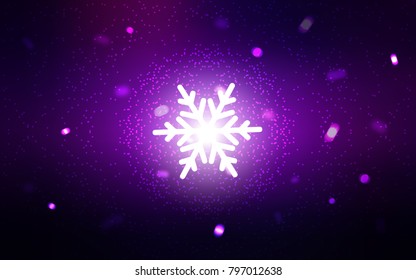 Dark Purple, Pink vector cover with beautiful snowflakes. Glitter abstract illustration with crystals of ice. The pattern can be used for new year leaflets.