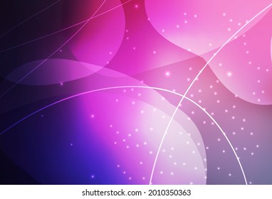 Dark Purple, Pink vector Decorative design in abstract style with bubbles, lines. Abstract illustration with colored bubbles in nature style. Elegant design for wallpapers.