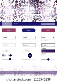Dark Purple, Pink vector design ui kit with dots. Simple Material Design Kit with colorful dots in header. This sample is for your website.