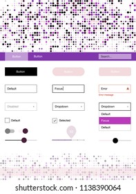 Dark Purple, Pink vector design ui kit with dots. Beautiful ui ux kit with colorful dots in its header. This template you can use for websites.