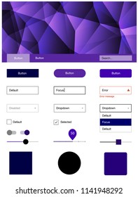 Dark Purple, Pink vector design ui kit with mosaic. Modern Style guide in polygonal style with triangles. This template you can use for websites.