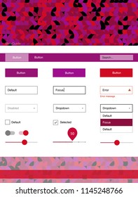 Dark Purple, Pink vector design ui kit with dots. Colorful Style guide with circles on abstract background. Modern template for your landing page.