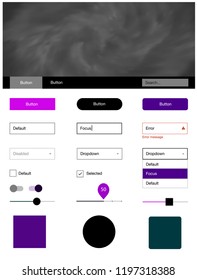 Dark Purple, Pink vector design ui kit with universe stars. Colorful ui/ux kit with header consisted of clouds & stars. This template you can use for websites.