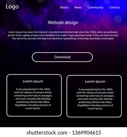 Dark Purple, Pink vector design ui kit with universe stars. Web ui kit with abstract gradient clouds in its header. This template you can use for websites.