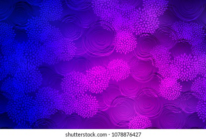 Dark Purple, Pink vector doodle bright pattern. Modern geometrical abstract illustration with flowers. Hand painted design for web, wrapping, wallpaper.