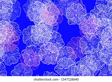 Dark Purple, Pink vector doodle template with leaves. Decorative design of flowers on white background. Brand new design for your business.