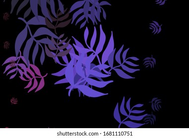Dark Purple, Pink vector doodle pattern with leaves. Decorative illustration with doodles on abstract template. Textured pattern for websites, banners.