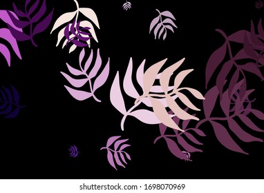 Dark Purple, Pink vector doodle layout with leaves. An elegant bright illustration with leaves in Natural style. Colorful pattern for kid's books.