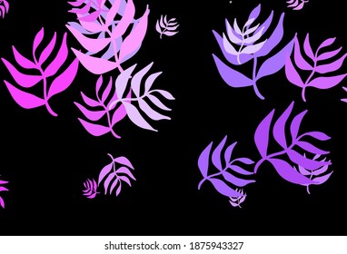 Dark Purple, Pink vector doodle pattern with leaves. Creative illustration in blurred style with leaves. New template for your brand book.