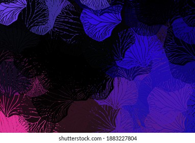 Dark Purple, Pink vector doodle pattern with leaves. Blurred decorative design in Indian style with leaves. Doodle design for your web site.