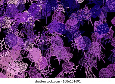 Dark Purple, Pink vector doodle layout with trees, branches. New colorful illustration in doodle style with trees. Template for backgrounds of cell phones.
