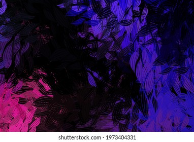 Dark Purple, Pink vector doodle texture with leaves. Colorful abstract illustration with leaves in doodle style. The best design for your business.