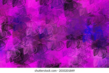 Dark Purple, Pink vector doodle layout with flowers. Brand new colored illustration with flowers. A new texture for your wallpaper design.