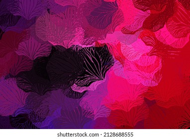 Púrpura oscuro, diseño de doodle vector rosado con hojas. Ilustración abstracta brillante con garabatos y hojas. Diseño de Doodle para su sitio web.