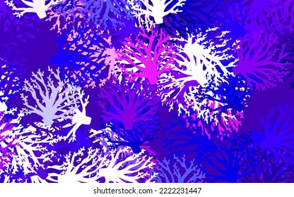 Dark Purple, Pink vector doodle template with branches, leaves. Decorative design in Indian style on white background. The best design for your business.