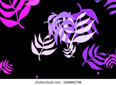 Papel pintado elegante vector oscuro morado y rosa con hojas. Ilustración de hojas en estilo Origami con degradado. Plantilla para fondos de teléfonos móviles.
