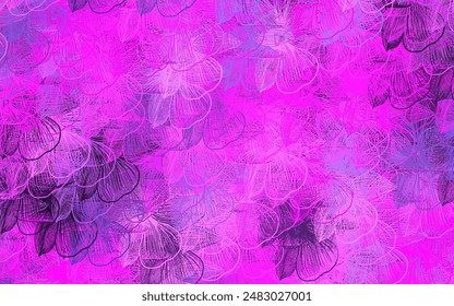 Dark Purple, Pink vector elegant wallpaper with flowers. Colorful illustration in doodle style with flowers. Pattern for heads of websites, designs.