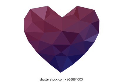 Dark Purple, Pink vector greeting Card Happy Valentine's Day. Lettering with hearts on the white polygonal background. Colored triangular illustration for your business.