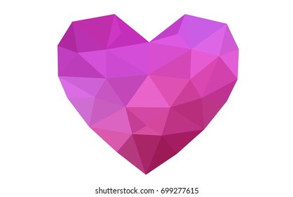 Dark Purple, Pink vector greeting Card Happy Valentine's Day. Lettering with hearts on the white polygonal background. Colored triangular illustration for your business.