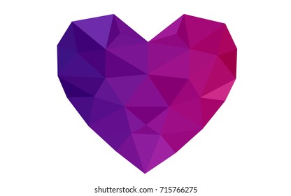 Dark Purple, Pink vector greeting Card Happy Valentine's Day. Lettering with hearts on the white polygonal background. Colored triangular illustration for your business.